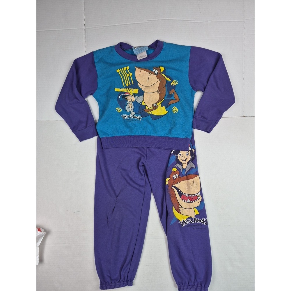 Vintage we're back a dinosaur's story kids shirt Pants‎ Outfit Size 7 90s FLAWS